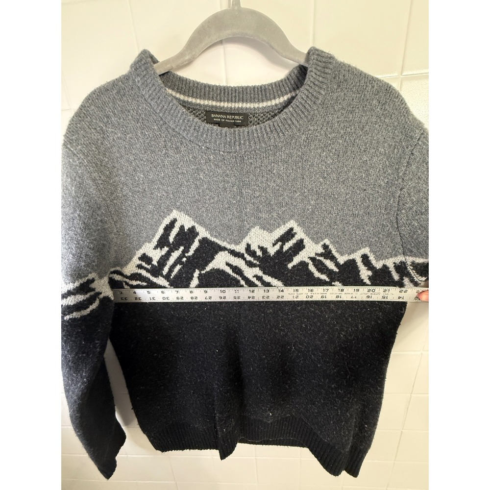 Banana Republic Mens XL Mountain Intarsia Italian Wool Blend Crewneck Sweater - Picture 4 of 6